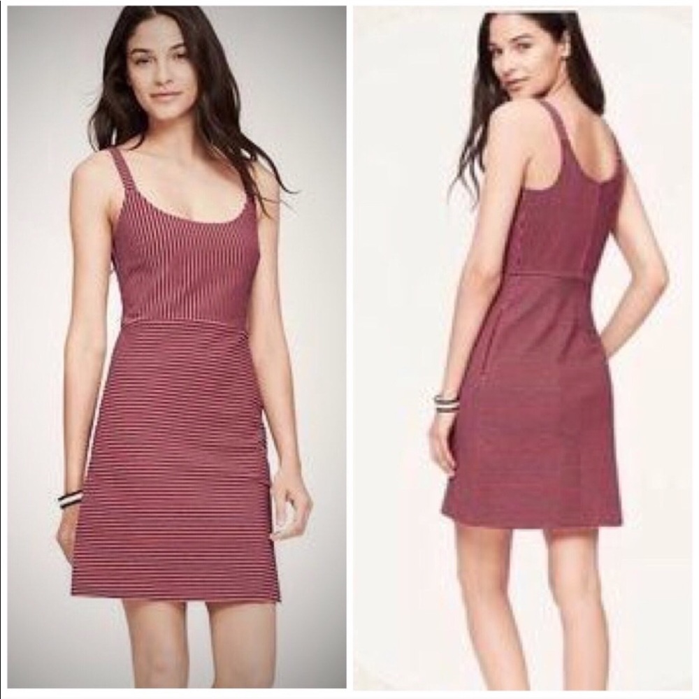 LOFT Textured Stripe Ottoman Tank Dress Mauve 137